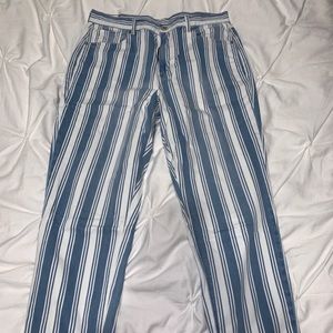 american eagle striped mom jean